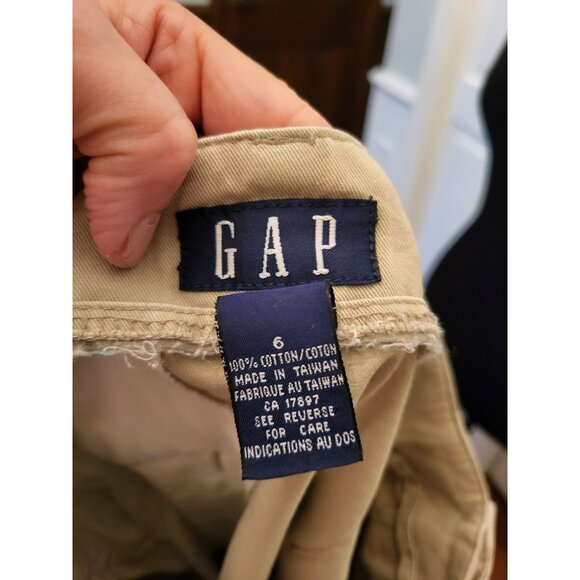 Vintage 90s Khaki Wrap Midi Skirt Gap sz  6 Preppy American Western Minimalist - Picture 3 of 7